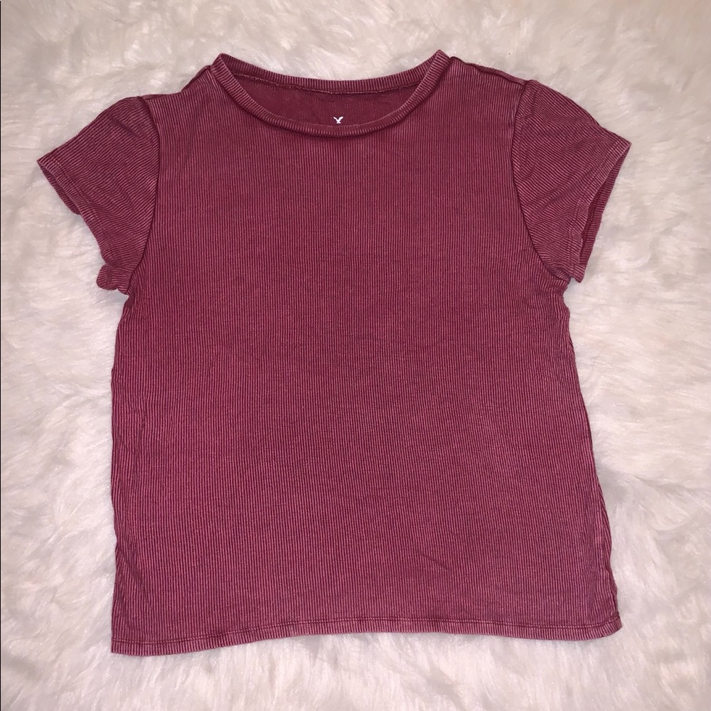 American Eagle Soft & Sexy Dusty Rose Ribbed Tee